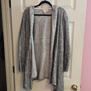 Max Studio Heathered Gray Hooded Cardigan